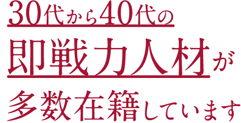 30代から40代の即戦力人材が多数在籍しています